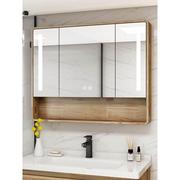 橡木浴室智能镜柜挂墙式单独卫生间，镜子带置物架，一体定制镜面日式