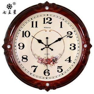 七王星客厅欧式挂钟卧室钟表创意田园艺术墙壁挂表电子石英钟计时
