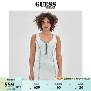 GUESS Originals  女士收腰显瘦牛仔吊带连衣裙-W3GK05D35D0