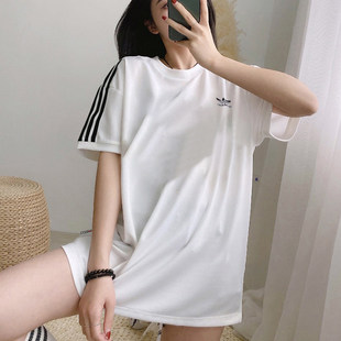 阿迪达斯三叶草短袖女装夏运动服纯棉圆领白色T恤GN2913
