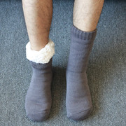 男士地板袜冬季保暖成人睡眠，袜家居袜双层毛线袜加绒加厚防滑