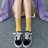 糖果色ins潮长袜子女 韩国日系天鹅绒中筒袜春夏薄款紫色堆堆袜