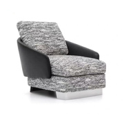 轻奢单人沙发椅，不锈钢金属脚意式布皮艺设计师休闲椅