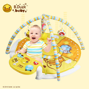 b.duck小黄鸭婴儿健身器，带音乐脚踏钢琴，0-24月宝宝周岁礼物健身架