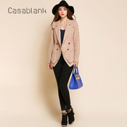 casablank卡莎布兰卡韩版时尚，洋气西装领纯色，毛呢短外套大衣