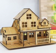 3d立体拼图木制模型，diy温馨小屋房子手工，拼装儿童玩具生日礼物