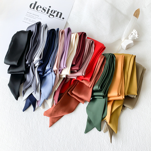 skinnyscarf~纯色细窄长条，丝巾女百搭小领巾，装饰发带飘带绑包缎带