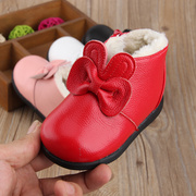 冬季加厚棉鞋，学步鞋1-2-3岁女宝宝鞋，蝴蝶结牛皮鞋一件