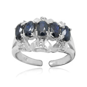 贵菲尔珠宝   925银天然蓝宝石戒指 