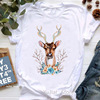 cute elk T-shirts夏季可爱麋鹿字母ins白色时尚衣服女T恤ins