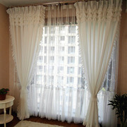 透光不透人窗帘高档白色，韩式法式蕾丝绣花纱帘客厅卧室窗纱公主风