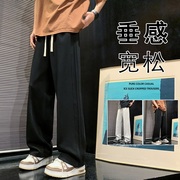 美式hiphop裤子男春季新款休闲裤直筒大码卫裤阔腿运动裤宽松长裤