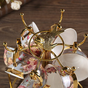 古典玫瑰欧式骨瓷花茶茶具套装英式下午茶玻璃蜡烛加热花茶壶茶杯