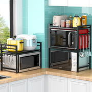可伸缩厨房置物架微波炉架子烤箱，收纳家用双层台面桌面电饭锅橱柜