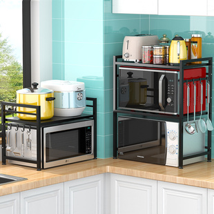 可伸缩厨房置物架微波炉，架子烤箱收纳家用双层台面桌面电饭锅橱柜