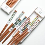 日式和风筷子礼盒装北欧ins竹木筷8双天然楠竹防滑筷子家庭装
