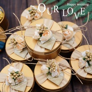 结婚礼喜糖盒子马口铁盒个性，糖果盒包装盒创意，圆形金色欧式伴娘