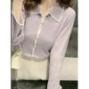 紫色薄款冰丝针织防晒开衫女2024春季上衣小香风法式短款小衫