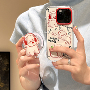 kaia 卡通红色宠物小狗适用苹果15promax手机壳iphone1412磁吸支架11女14pro创意13promax双层手机套软边