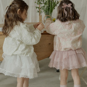 2024春款草莓珊韩国女童女孩儿童柔软梦幻花色夹克短款外套