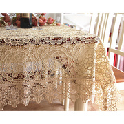 欧式水溶蕾丝餐桌布纯色，满工茶几布镂空(布，镂空)台布白色米色钢琴盖布定制