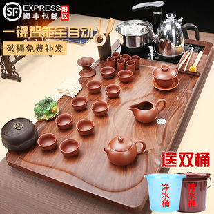 全自动茶具套装电磁炉家用泡茶盘实木茶海陶瓷，功夫整套大号茶台壶