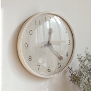 北欧简约实木时钟木质，挂钟客厅壁挂14寸钟表，静音现代大气创意卧室