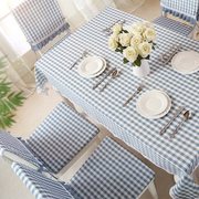 格子餐桌布椅垫套装长方形，家用田园布艺，防水餐桌椅子套罩现代简约