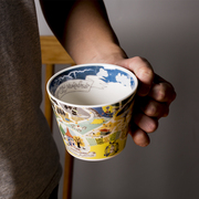 Lewu芬兰姆明Moomin早餐杯日本进口陶瓷水杯矮胖大口马克杯麦片杯