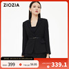 ZIOZIA女装夏款黑色商务办公通勤个性休闲西服外套QKG22301B