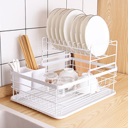 厨房置物架餐具收纳沥水，碗架沥水架，日式铁艺双层碗碟架金属置物架