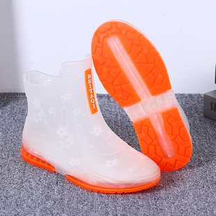 雨鞋女短筒中筒时尚秋季透明雨靴防滑水鞋学生水晶果冻鞋防水套鞋
