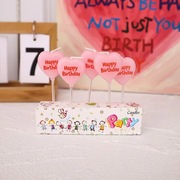 烘焙蛋糕装饰爱心蜡烛韩国复古粉色心形桃心生日快乐蜡烛插件插牌