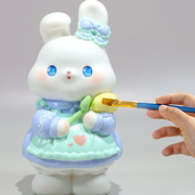 塑料石膏娃娃小兔子diy存钱罐彩绘涂鸦公仔涂色画手工上色大号红