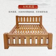 老榆木大料实木床现代简约中式风格床榫铆结构环保老式床头柜