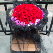 黑纱玫瑰花束礼盒同城，鲜花速递上海杭州温州北京武汉苏州广州订花