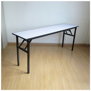 白色钢木条形会议长条桌子简易折叠长方形酒店，ibm桌培训自助餐台
