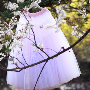 双面穿粉紫色进口纱长款蓬蓬裙超蓬高级感多层仙女裙公主重工款