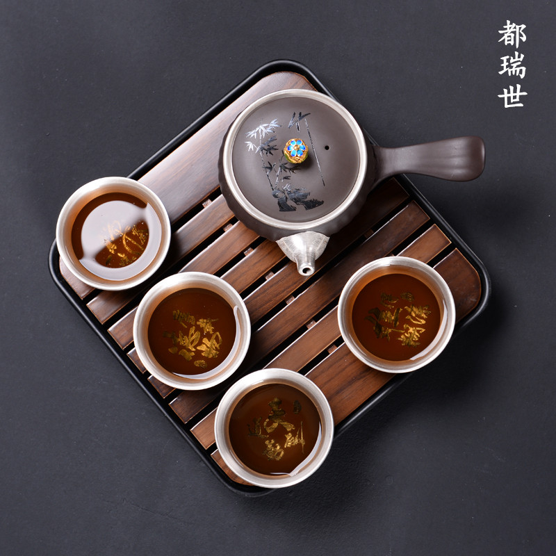 纯银茶具套装旅行快客杯鎏银紫砂功夫茶杯侧把壶干泡盘茶叶罐整套|ruв категории посуда, чайный сервиз, кунг - Фу, чайный сервиз - от Buy2taobao.com для оказания профессиональной услуги покупки агента Taobao