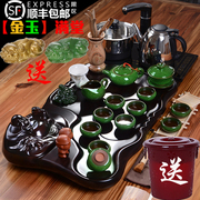 瓷韵东方功夫茶具套装家用客厅整套简约实木茶盘带电磁炉一体茶台