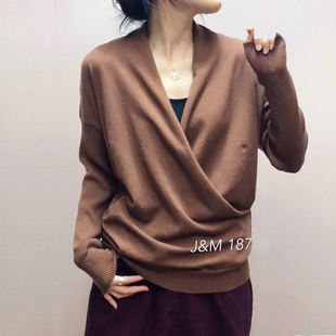 秋季针织衫女韩版长袖v领毛衣蝙蝠衫百搭宽松显瘦打底上衣潮