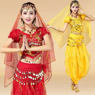 印度舞蹈演出服成人肚皮舞服装短袖套装裤天竺少女表演服