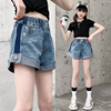 女童夏季牛仔裤套装韩版中大儿童套头T恤短裤洋气两件套薄款热裤