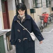 h型韩剧女主牛角扣大衣女小个子150西装领甜美中长款2021年冬季