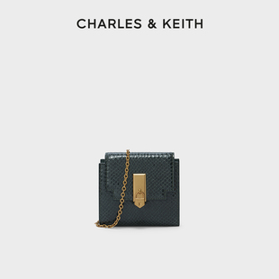 CHARLES＆KEITH小巧卡包CK6-10770508复古蛇纹质感翻盖斜挎钱包女