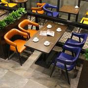 奶茶店桌椅组合 餐饮家具定制 工业风复古咖啡厅酒吧桌椅卡座沙发