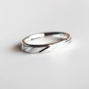 免费刻字S925纯银磨砂可转动设计师款情侣对戒指环男女旋转戒指