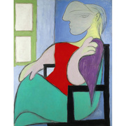 抽象手工现代装饰画Picasso毕加索油画窗前女子坐像名画复制品