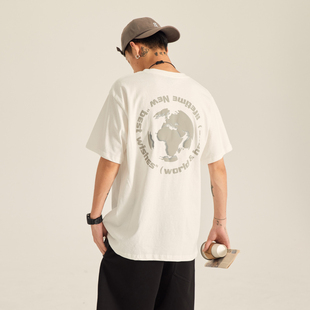 男道夏季宽松男士短袖T恤2022年休闲简约百搭圆领气质五分袖