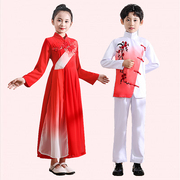 儿童大合唱演出服祖国有我红歌比赛朗诵礼服中国风学生钢琴表演服